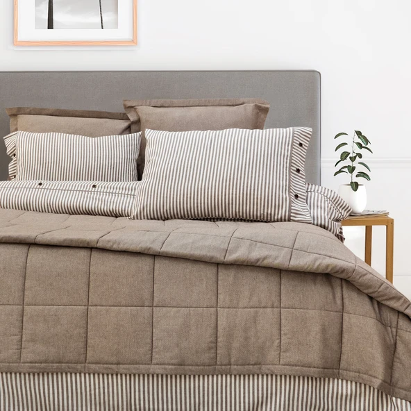 Schafer Home Loria Yatak Örtüsü Nevresim Seti 7 Parça-Bej - 4