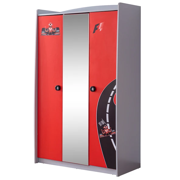 Gardırop, Formula 3 Kapılı Dolap - Kırmızı