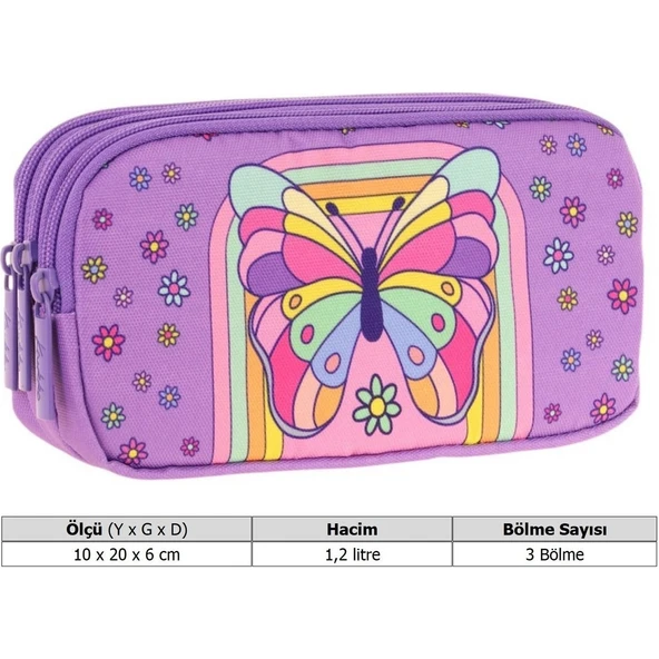 Kaukko Kıds 3 Bölmeli Kalem Çantası (layer Butterfly)krn-L8248 - 3