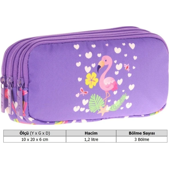 Kaukko Kıds 3 Bölmeli Kalem Çantası (cheerful Flamıngo)krn-L8226 - 3