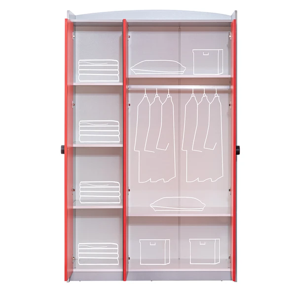 Gardırop, Formula 3 Kapılı Dolap - Kırmızı - 2