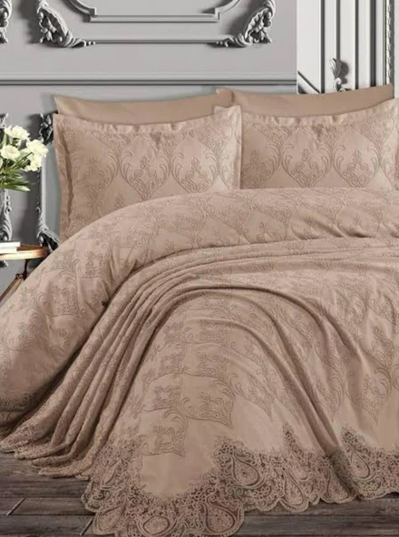 Royam Prestij Nilüfer Çift Kişilik Yatak Örtüsü Pike Takımı 6 Parça 250 x 260