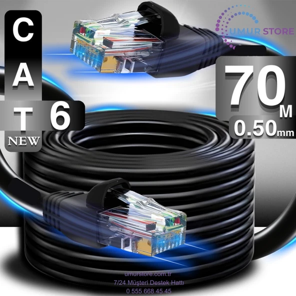 15 Metre Internet Kablosu/0,50mm Utp CAT6 23AWG/ iki Kat Korumalı/iç ve Dış Mekan Uyumlu/ethernet kablosu 15 metre ürün görseli 1