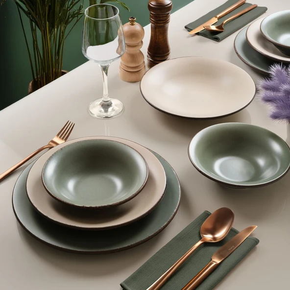 GÜRAL PORSELEN Paris 12 Parça 4 Kişilik Mat Yemek Takımı - Resim 2