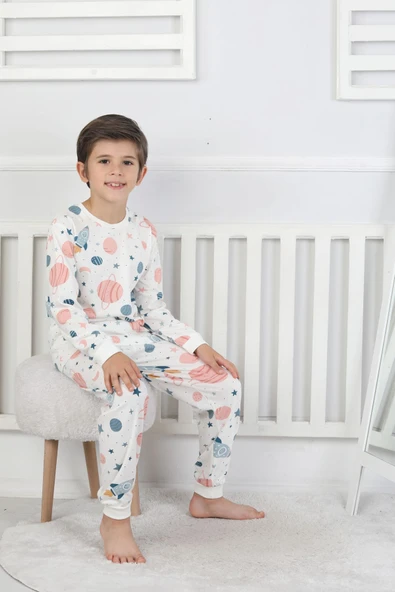 Gezegen Temalı Unisex Çocuk Pijama Takımı ( Kız - Erkek ) - Resim 4