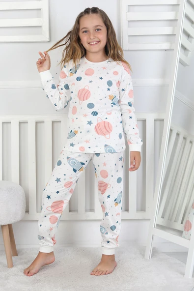 Gezegen Temalı Unisex Çocuk Pijama Takımı ( Kız - Erkek ) - Resim 7
