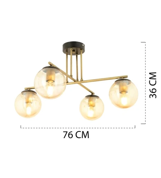 Mali 4 Kollu Eskitme Balcam Modern Avize Camlı Avize ve Sarkit Avize - Resim 4