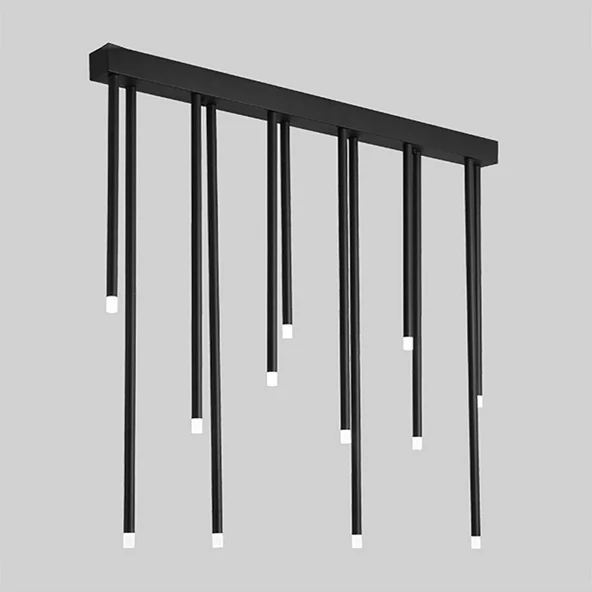 Pipe Plafonyer Led Avize 100 Cm 12li Boru Siyah ve Sarkıt Avize - 1