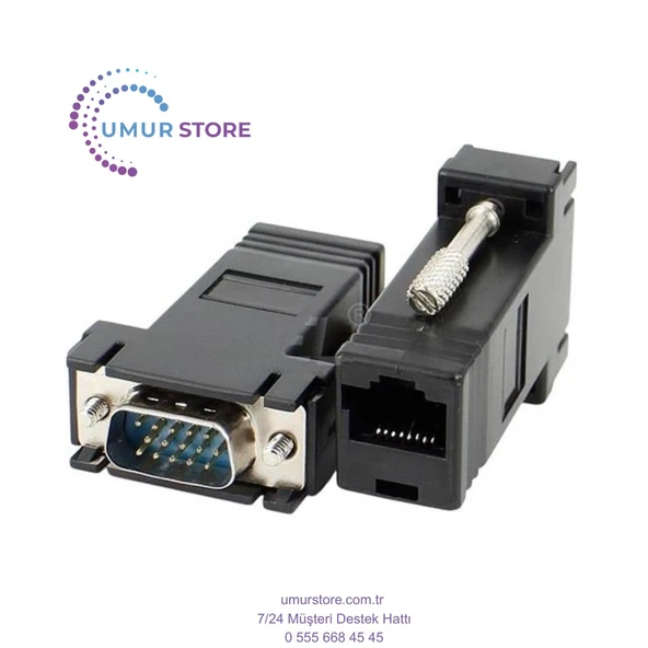 VGA Extender RJ45 Cat5/cat6/cat7 Uzatıcı Çevirici (2'li Paket) ürün görseli 1