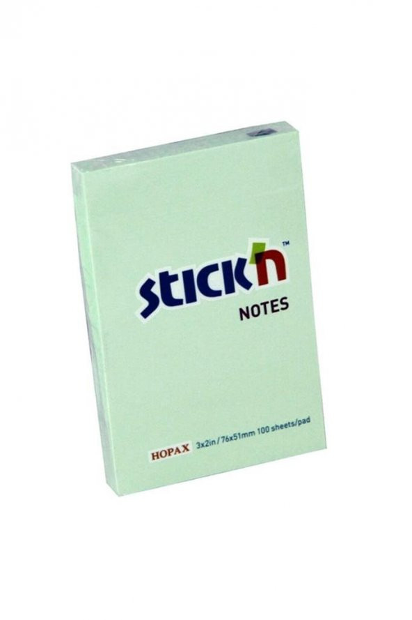 Hopax Stıckn Yapışkanlı Not Kağıdı 100 YP 76x51 Pastel Yeşil (12 adet) 21147