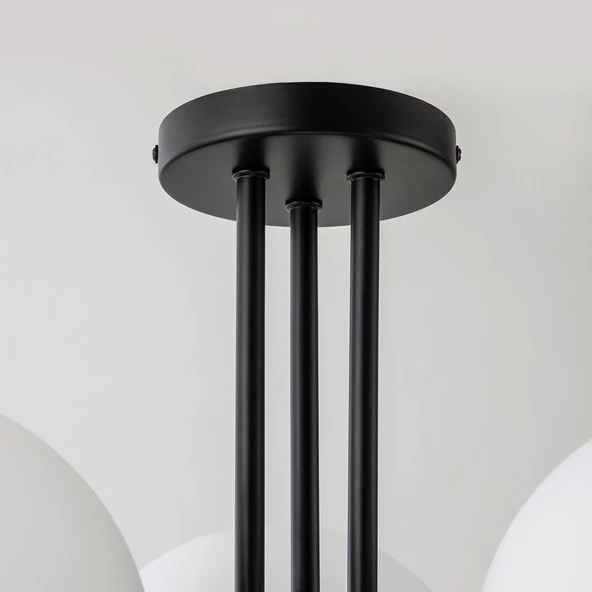 Rsylight 3'lü Modern Siyah Kaplama Plofyoner Wayli 8'li Modern Siyah Avize ve Sarkıt Avize - Resim 4