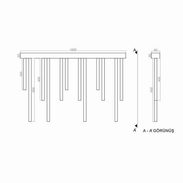 Pipe Plafonyer Led Avize 100 Cm 12li Boru Siyah ve Sarkıt Avize - 3