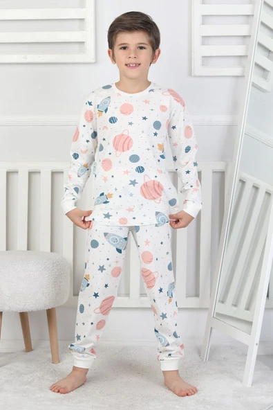 Gezegen Temalı Unisex Çocuk Pijama Takımı ( Kız - Erkek ) - Resim 8