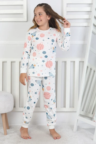 Gezegen Temalı Unisex Çocuk Pijama Takımı ( Kız - Erkek ) - Resim 3