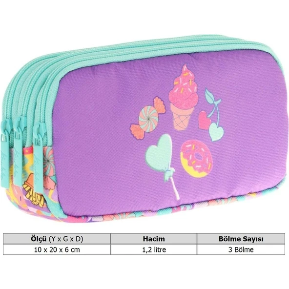 Kaukko Kıds 3 Bölmeli Kalem Çantası (paterned Sugar)krn-L8231 - Resim 3