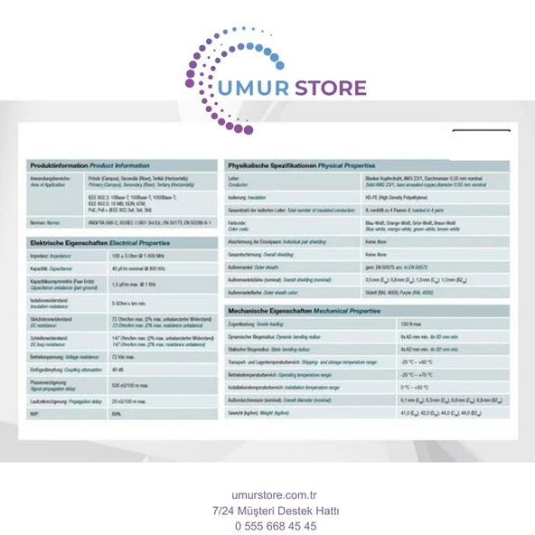 Cat6 Utp 23AWG Gri 500M Makara Saf Bakır Kablo 0.50MM DK-1613-VH-5-GR - Resim 3