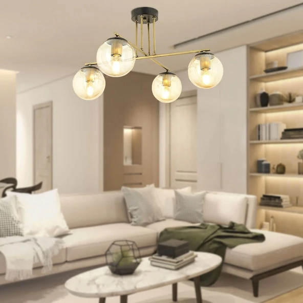 Mali 4 Kollu Eskitme Balcam Modern Avize Camlı Avize ve Sarkit Avize - Resim 2