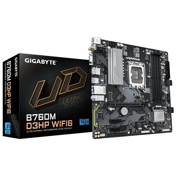 GIGABYTE B760M D3HP WIFI6 DDR5 HDMI DP PCIE 4.0 1700p mATX ürün görseli