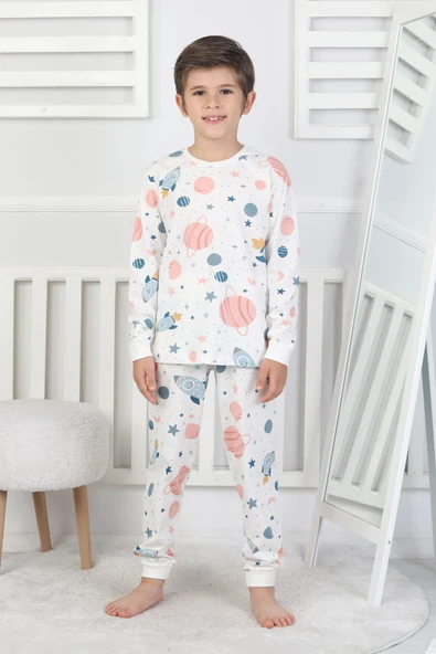 Gezegen Temalı Unisex Çocuk Pijama Takımı ( Kız - Erkek ) - Resim 2