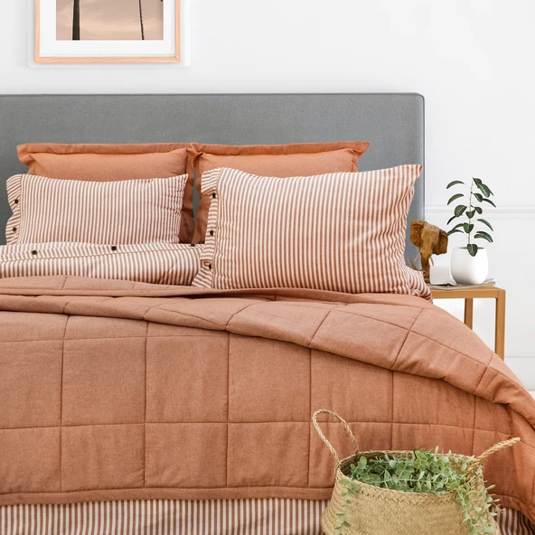 Schafer Home Loria Yatak Örtüsü Nevresim Seti 7 Parça-Turuncu - 4