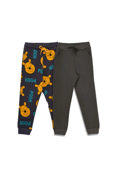 2'Li Basic Şardonlu 2 İplik Eşofman Set ( Winnie The Pooh - Haki ) - 1