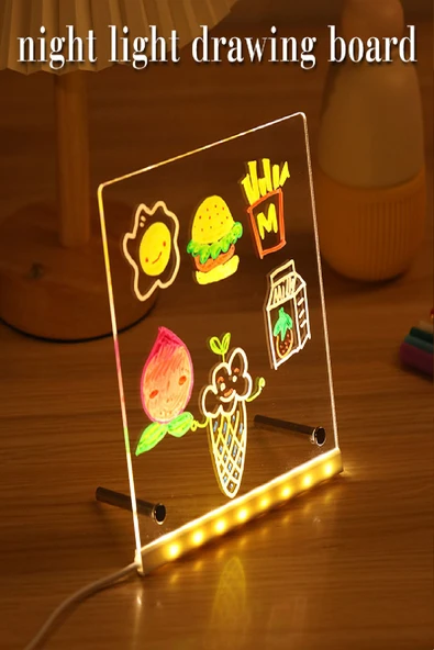 LED Işıklı Çizim ve Boyama Panosu, Görsel Yansıtmalı Yazı Tahtası, Çocuklar İçin Çizim Seti - Resim 5