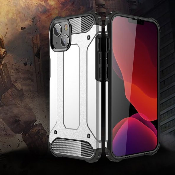 KNY Apple İphone 13 Mini Kılıf Çift Katmanlı Armour Case Gold - 5