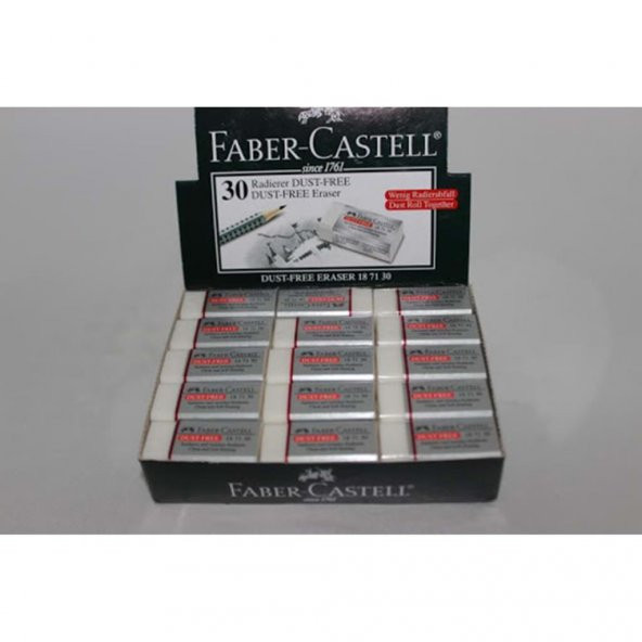 Faber-Castell Öğrenci Silgisi Dust Free (30 LU) Beyaz 18 71 30