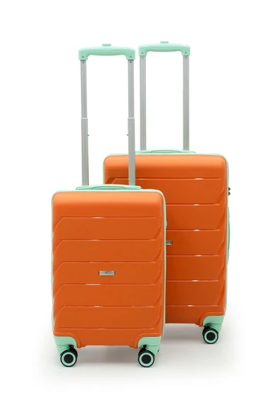 Copella Polipropilen & Kırılmaz 2'li Valiz Seti Orta & Kabin - Turuncu ürün görseli 1