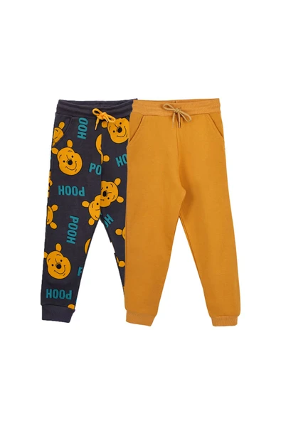 2'Li Basic Şardonlu 2 İplik Eşofman Set ( Winnie The Pooh - Hardal ) - 1