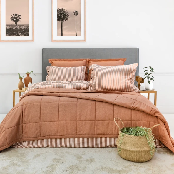 Schafer Home Loria Yatak Örtüsü Nevresim Seti 7 Parça-Turuncu