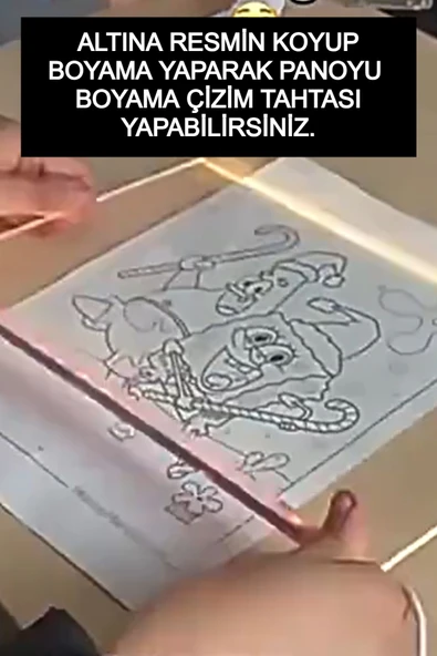 LED Işıklı Çizim ve Boyama Panosu, Görsel Yansıtmalı Yazı Tahtası, Çocuklar İçin Çizim Seti - Resim 2