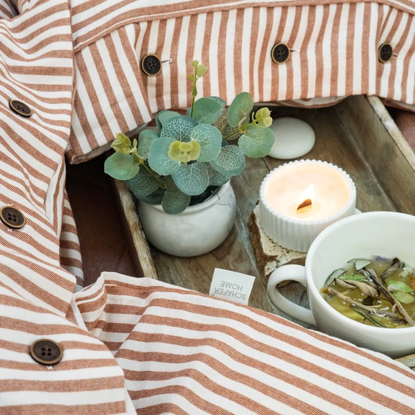 Schafer Home Loria Yatak Örtüsü Nevresim Seti 7 Parça-Turuncu - 8