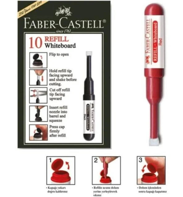 Faber-Castell Tahta Kalem Mürekkebi  (10 lu )   W20 Kırmızı 25 43 21