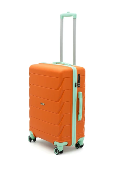 Copella Polipropilen & Kırılmaz 2'li Valiz Seti Orta & Kabin - Turuncu - Resim 2