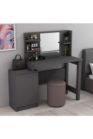 Meltem Çelik - BMdekor Makyaj Masası Cenny Antrasit