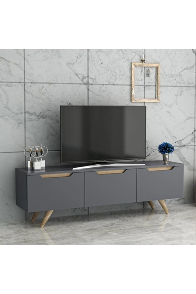 BMdekor Tv Sehpası Parka Antrasit Meşe 150 Cm - 2
