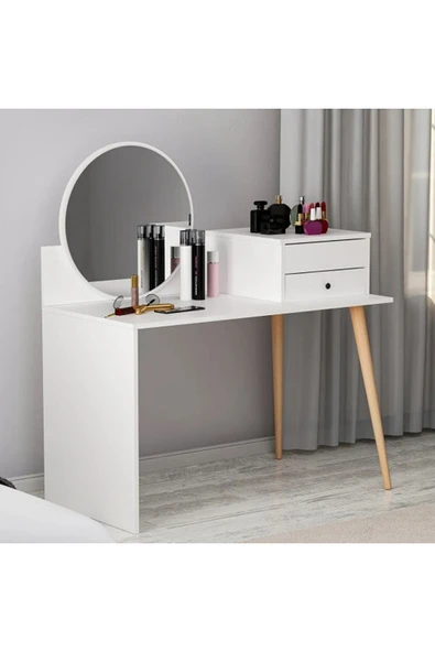 Meltem Çelik - BMdekor Aynalı Makyaj Masası Nur Beyaz - 3