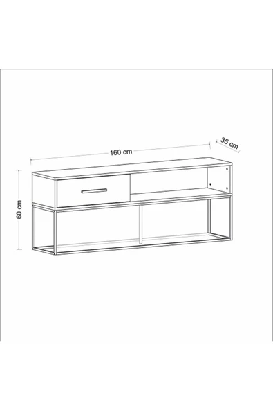 Meltem Çelik - BMdekor TV Sehpası Nergis Antrasit Gold 160 cm - 3