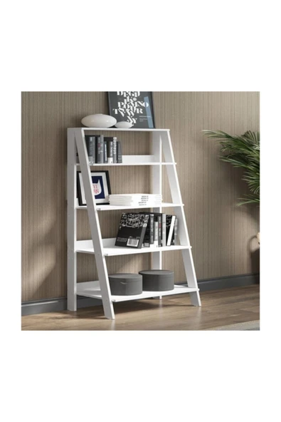 BMdekor Kitaplık Süslü 4 Raf Beyaz ürün görseli