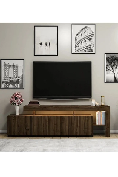 Meltem Çelik - BMdekor Tv Sehpası Buğra Ceviz Led Işıklı 192 Cm ürün görseli
