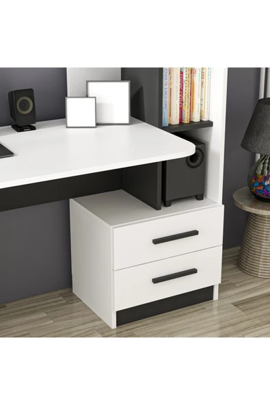 BMdekor Çalışma Masası Arko Beyaz Siyah - 3