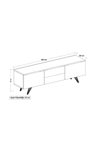 Meltem Çelik - BMdekor Tv Sehpası Roma Atlantik Antrasit A01 160 Cm - Resim 4