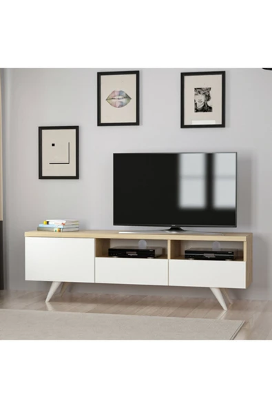 BMdekor Tv Sehpası Berrak Beyaz Safir Meşe 150 Cm - 1
