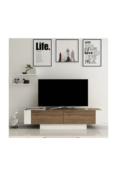 BMdekor Tv Ünitesi Londra Ceviz Beyaz 150 Cm ürün görseli