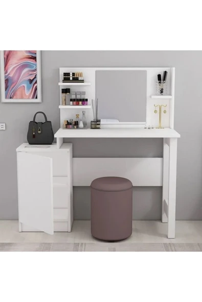 Meltem Çelik - BMdekor Makyaj Masası Cenny Beyaz - 3