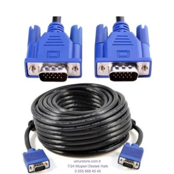 60 Metre VGA Kablo 60 Metre 15 Pin Erkek Erkek Kablo - Resim 2