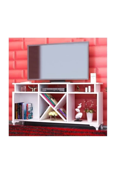 BMdekor Tv Ünitesi Kamer Tasarım Beyaz 120 Cm - Resim 2