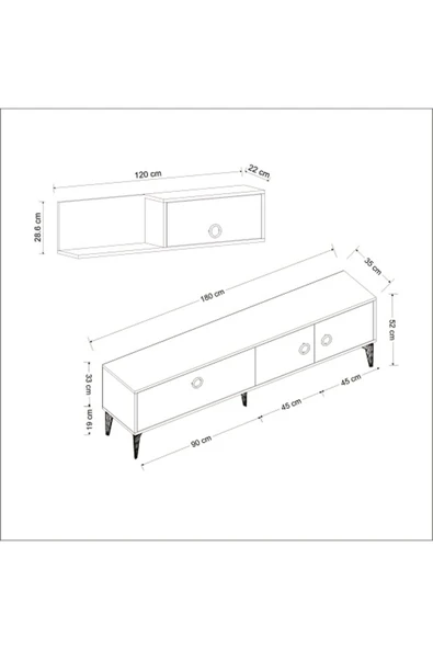 Meltem Çelik - BMdekor TV Ünitesi Zerda Gordion Siyah 180 cm - Resim 5