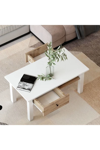 Meltem Çelik - BMdekor Orta Sehpa Loft Beyaz Çırağan - 2